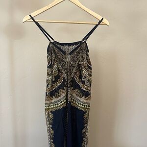 CAMILLA Elegant Black and Gold Maxi Swimsuit Coverup